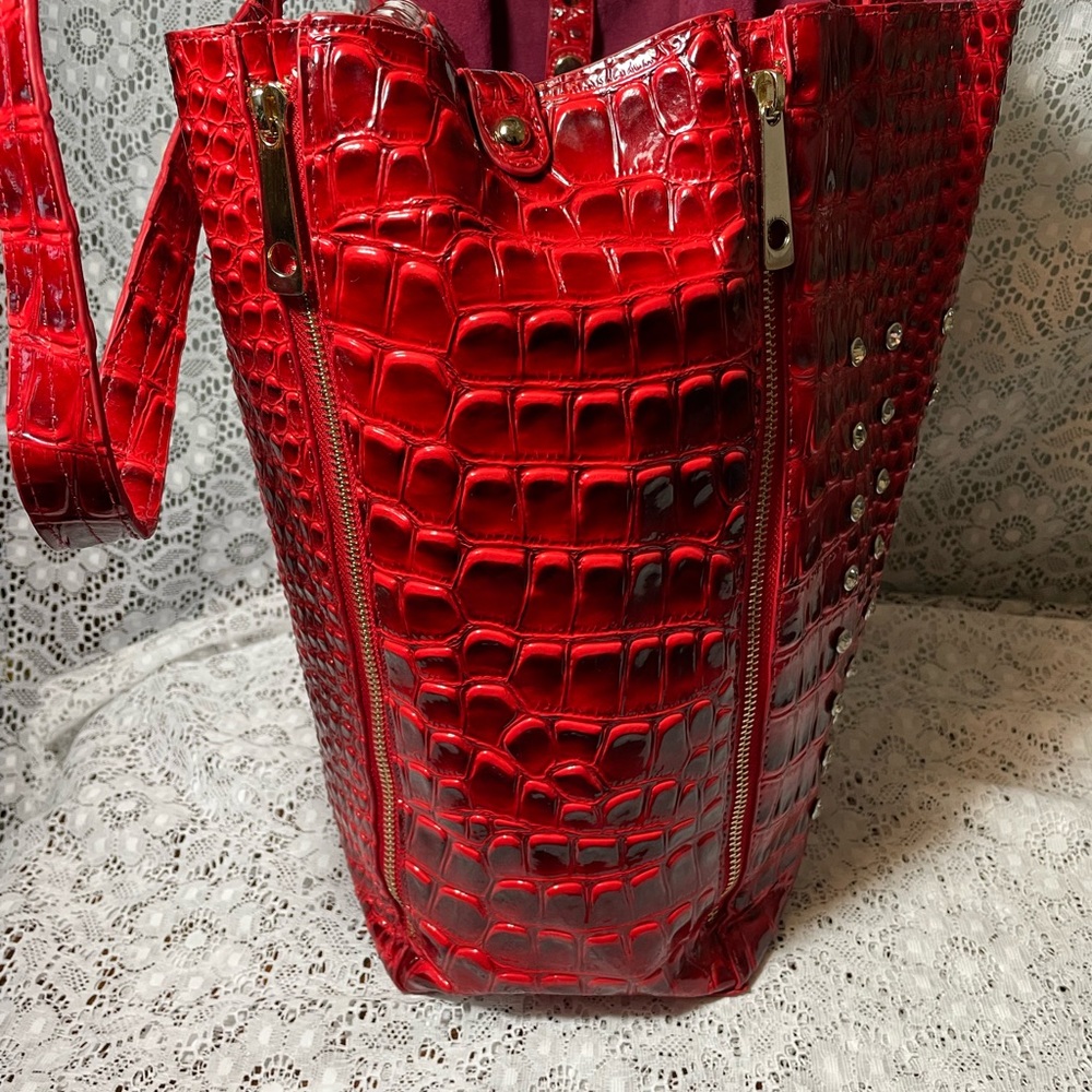 Large Red/Gold Rhinestones Travel Tote Bag - Picture 8 of 12